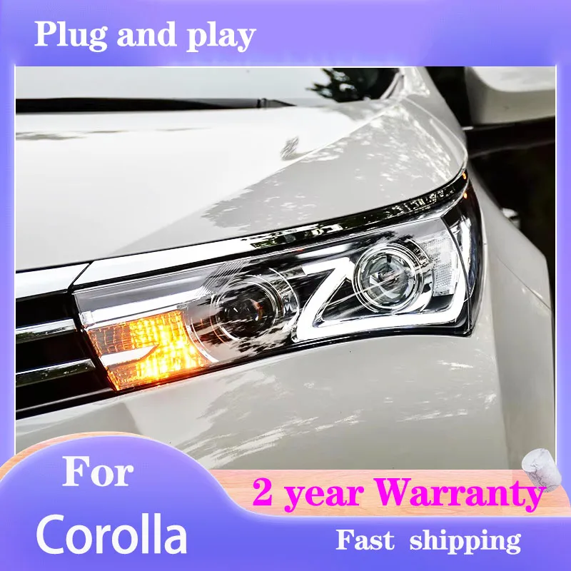 

Стайлинг автомобиля для фар Toyota Corolla 2014-2017 Corolla, фара DRL, указатель поворота, ближний свет, линза проектора