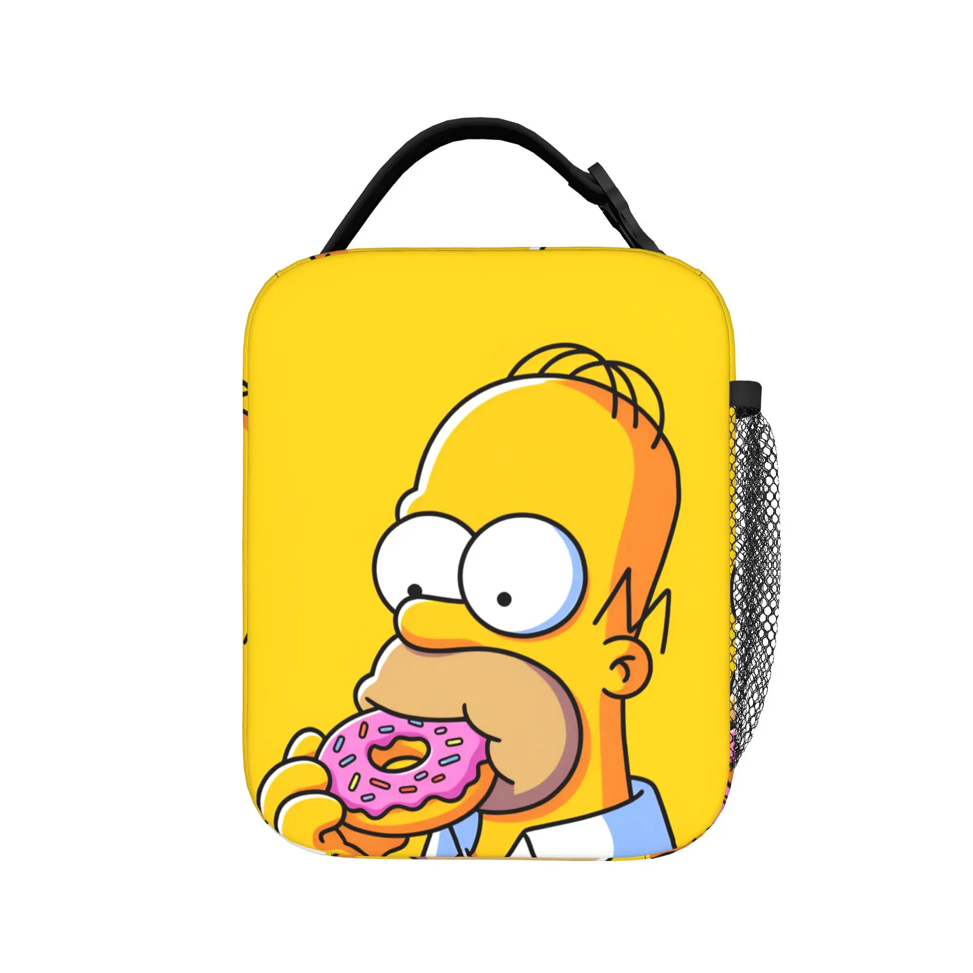

Сумка для обеда S-Simpsons с изображением Гомера Симпсона, едящего пончик, портативная сумка-холодильник на молнии для девочек, дорожная сумка с принтом, забавная сумка-тоут из оксфордской ткани для еды