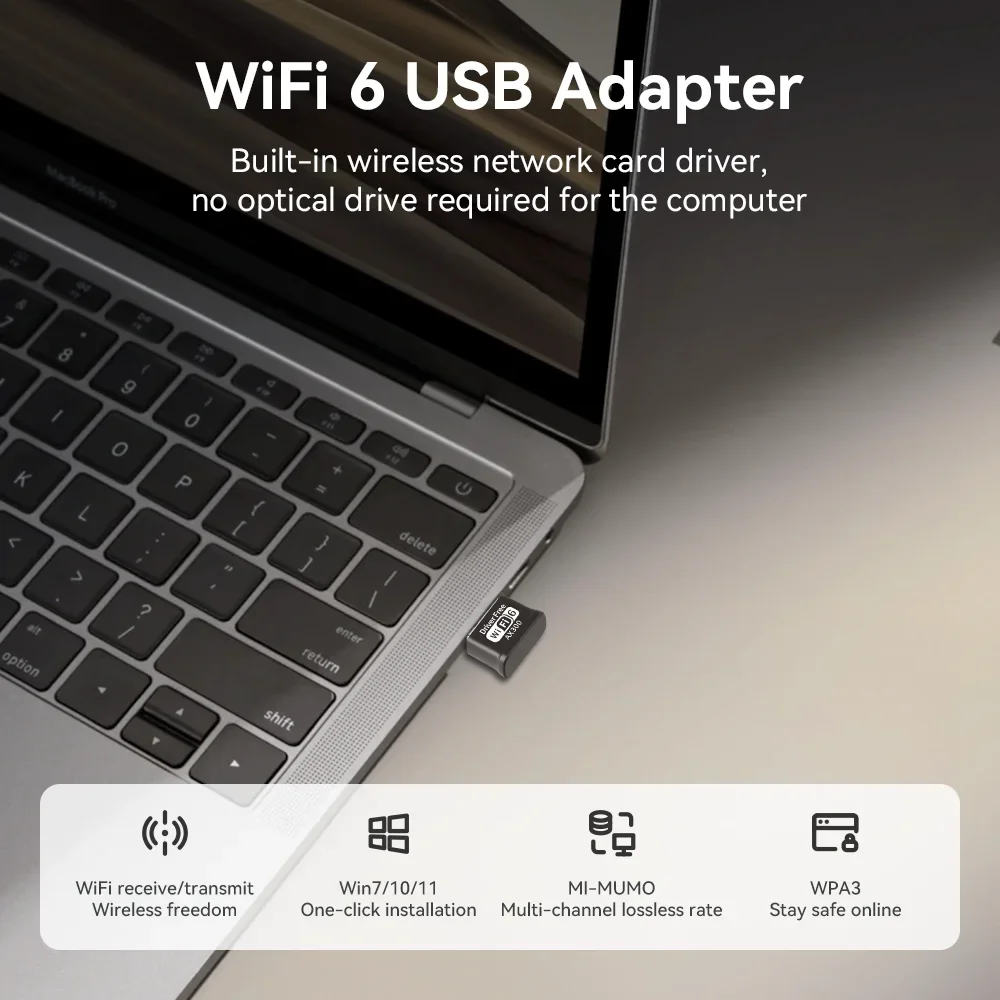 WIFI6 USB Adapter Dongle AX286 USB 2.0 การ์ดเครือข่าย 2.4GHz Mini Wireless Receiver สําหรับ PC/แล็ปท็อปสําหรับ Win7/10/11 ไดร์เวอร์ฟรี