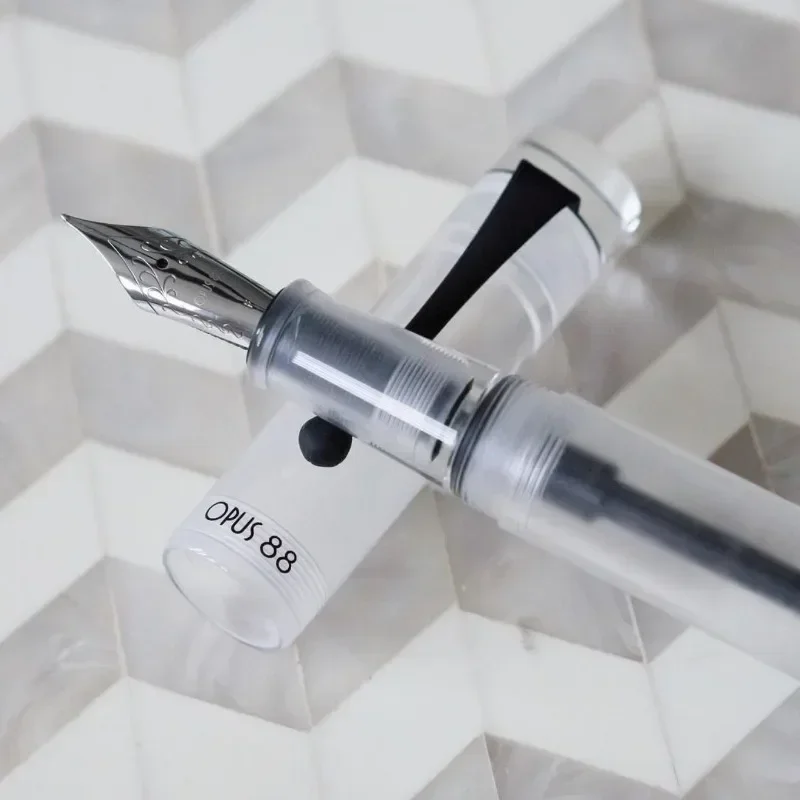 

New OPUS 88 KOLORO White Resin Fountain Pen German F M B 0.5MM 0.7MM 1.0MM Nib,Portable Gold Pen High-end Writing Office Station