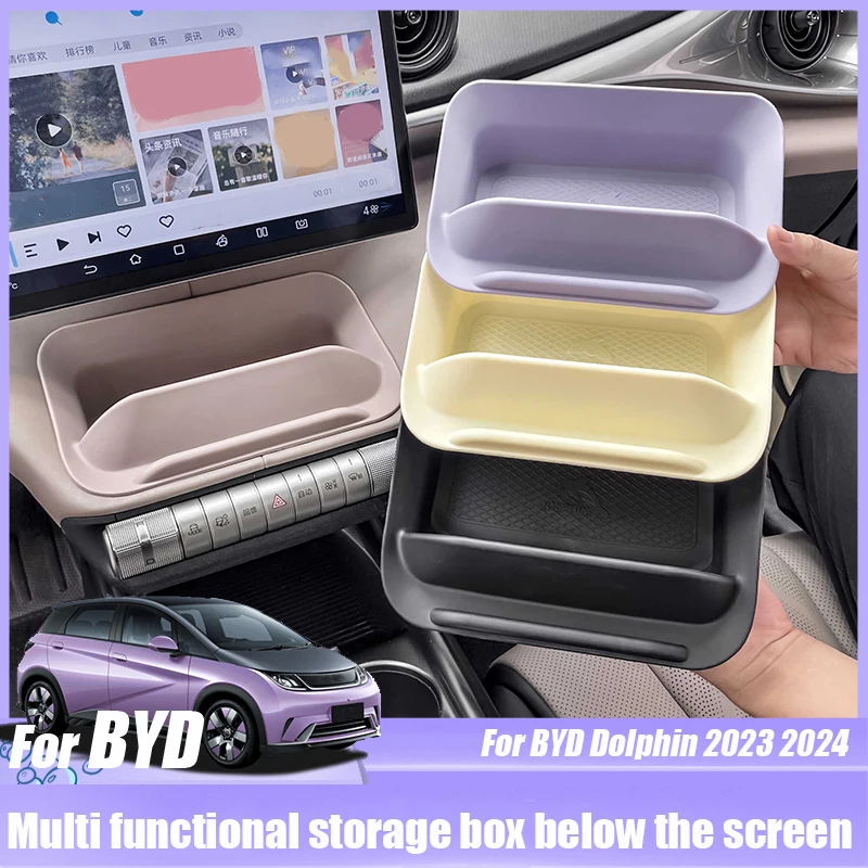 For BYD Dolphin 2023 2024 Multi functional storage box below the screen Car trash can Automotive interior modification