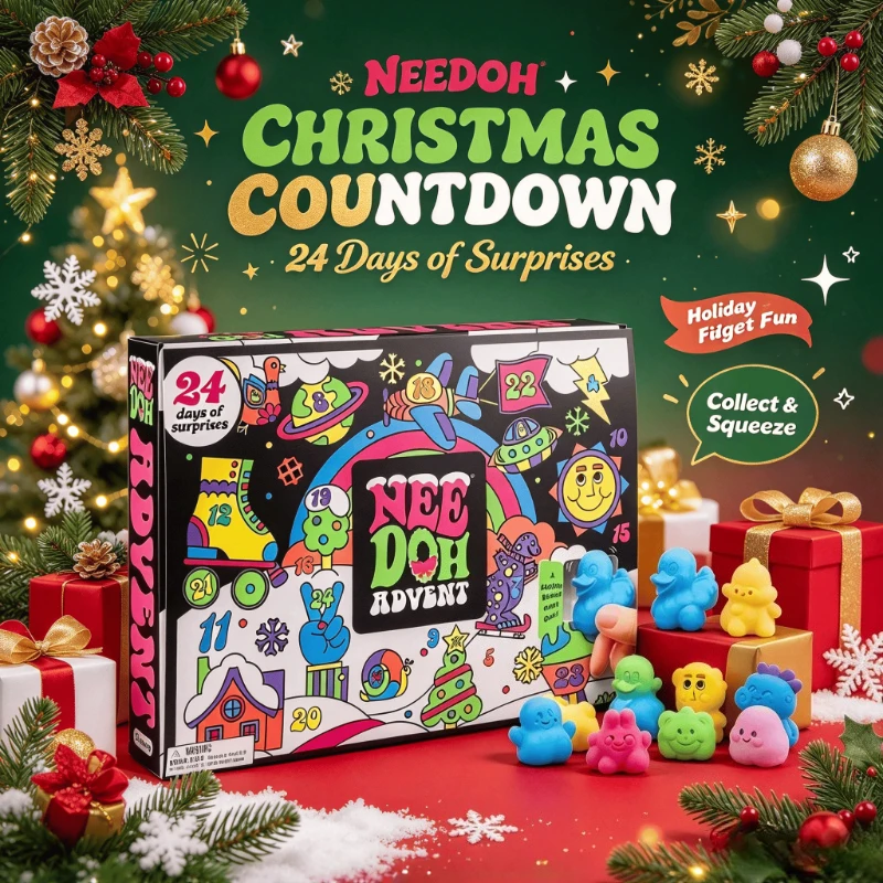 2026 NeeDoh Advent Calendar 3D PVC Fidget Doll Christmas Countdown Calendar,Stress Relief Toy Surprise New Year Holiday Gift