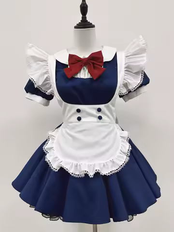 Dark Blue Pink Cute Maid Lolita Dress Cosplay Costume Girl Woman Anime Maid Waiter Party Stage Costumes