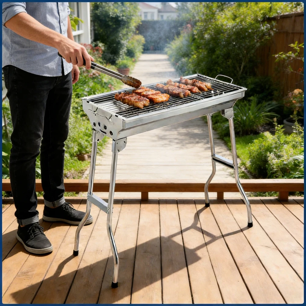 

Уличный гриль из нержавеющей стали, большой портативный складной мангал, прочный, не требует сборки, для кемпинга и пикников