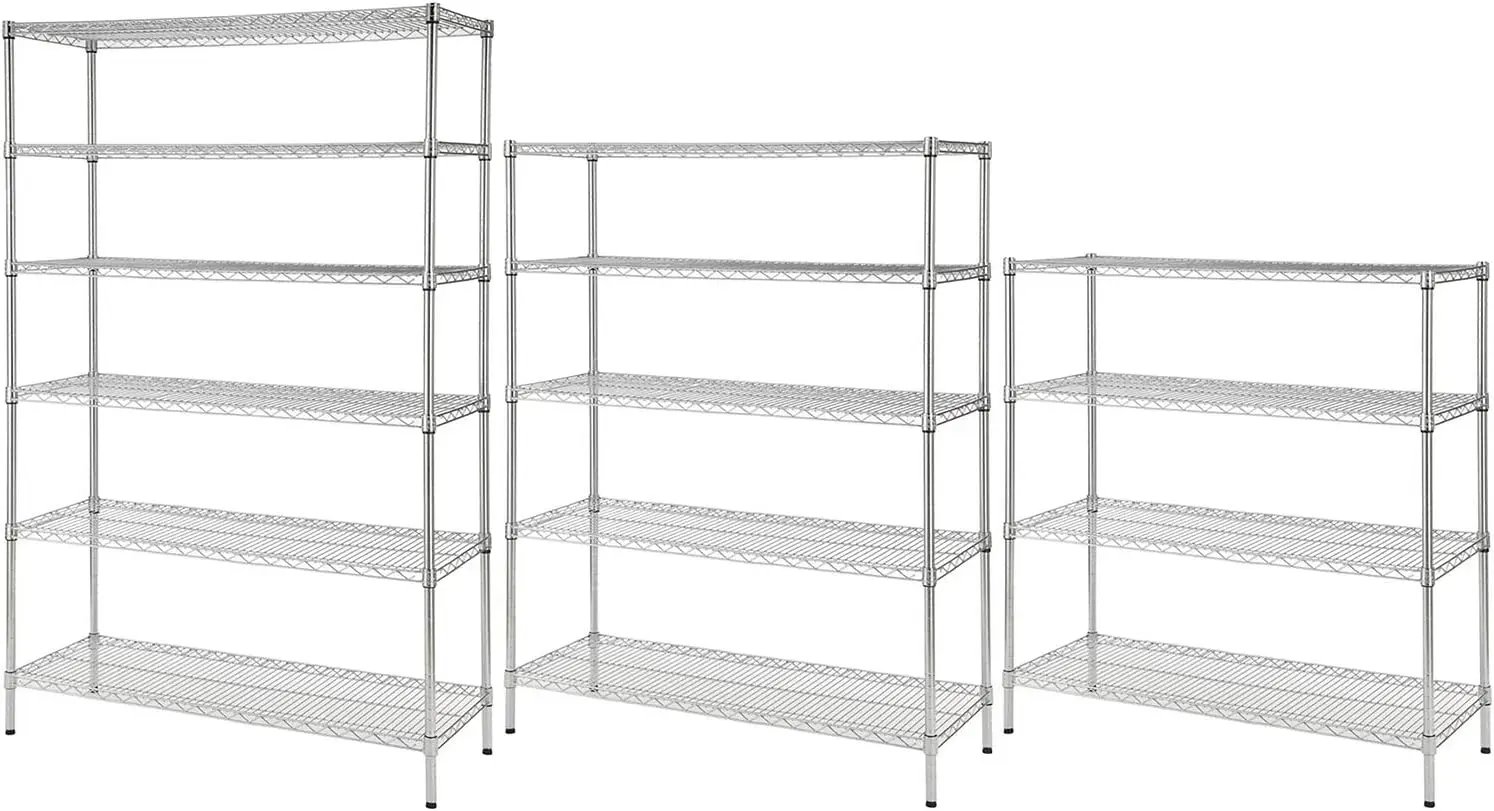 Wire Shelving Storage Unit | Heavy Duty Chrome Metal Wire Rack Kit | Select Shelf Size And Number Of Shelves | Nsf Utility