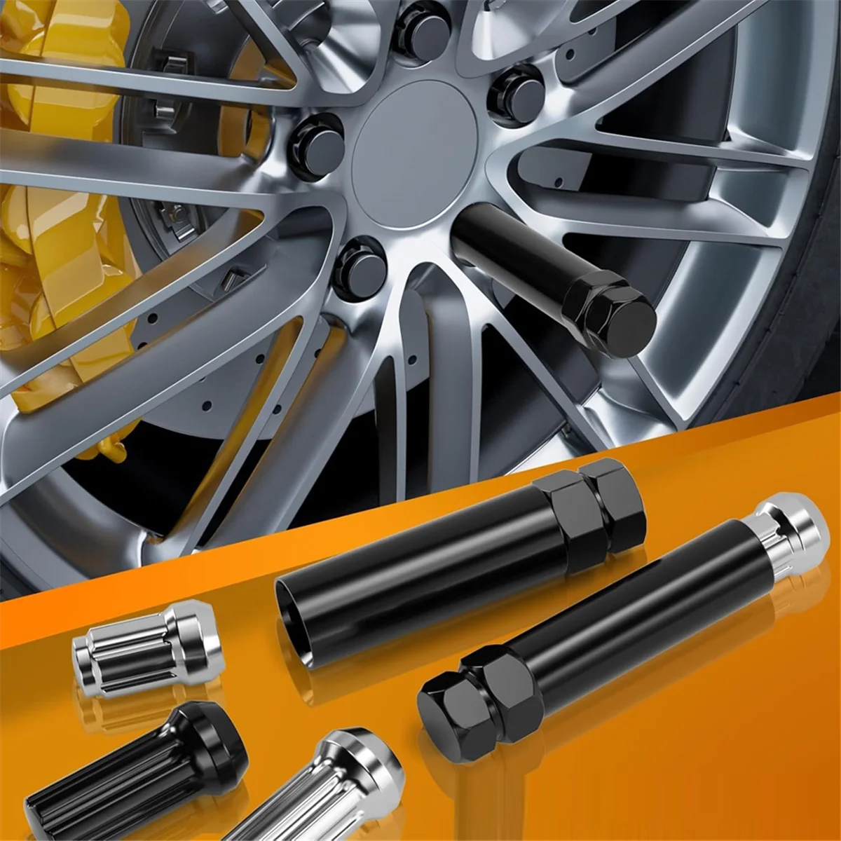 Chiave per dadi capocorda per cerchione carburante piccola a 6 scanalature e 7 prese scanalate per dadi aftermarket 14x1,5, 14x2,0, 12x1,5, 12x1,25 XY