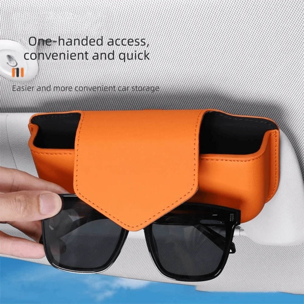 

Magnetic Car Glasses Case Wear-Resistant Eyewear Protector Auto Sun Visor Glasses Holder Card Ticket Holder PU Leather