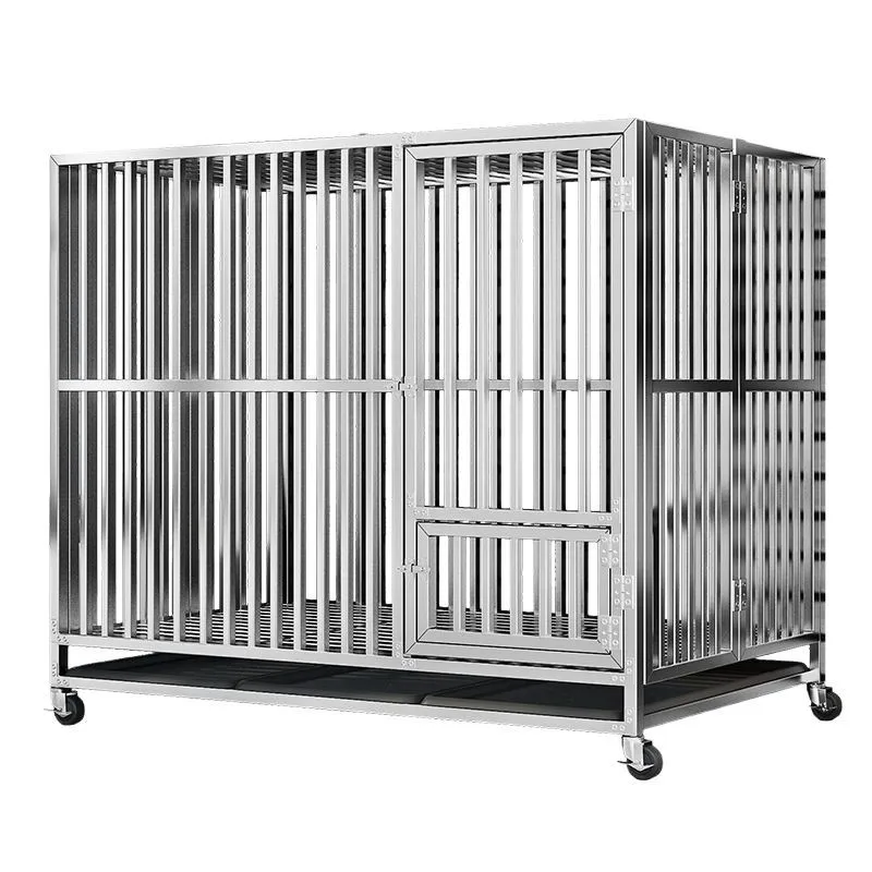 

Full square tube stainless steel dog cage Large dog Small and medium pet cage With toilet