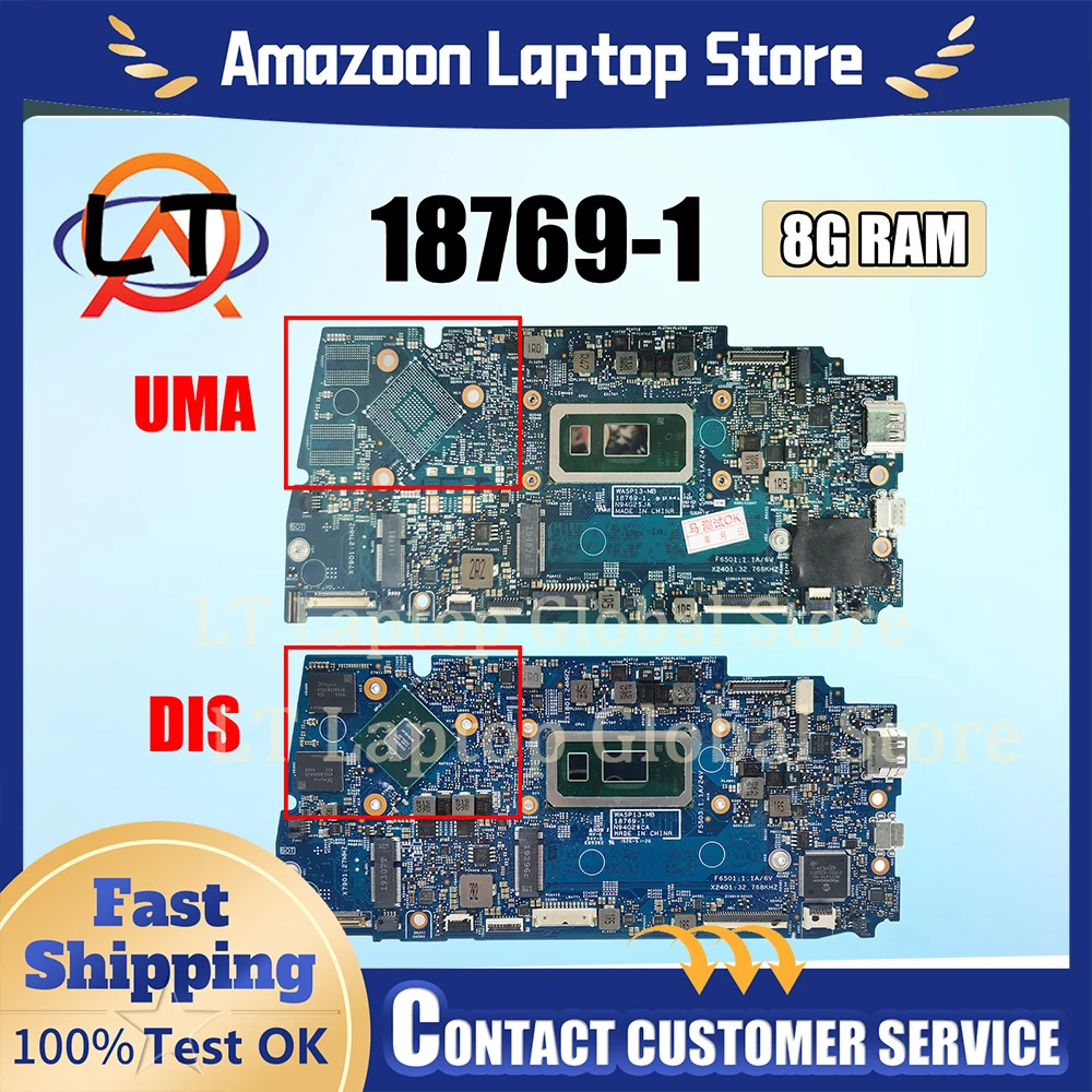 

For Dell Vostro P114G 5390 Laptop Motherboard 18769-1 I3 I5 I7 MX250 Mainboard Inspiron 5391 Latitude 3301 Tested OK