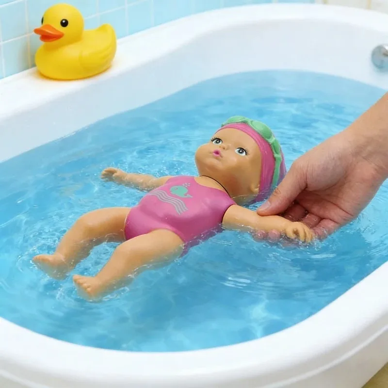 لعبة حمام الطفل دمية سباحة صغيرة لعبة عقارب الساعة حوض استحمام الطفل لعبة الصيف لعب المياه شريك التفاعل بين الوالدين والطفل تهدئة #4