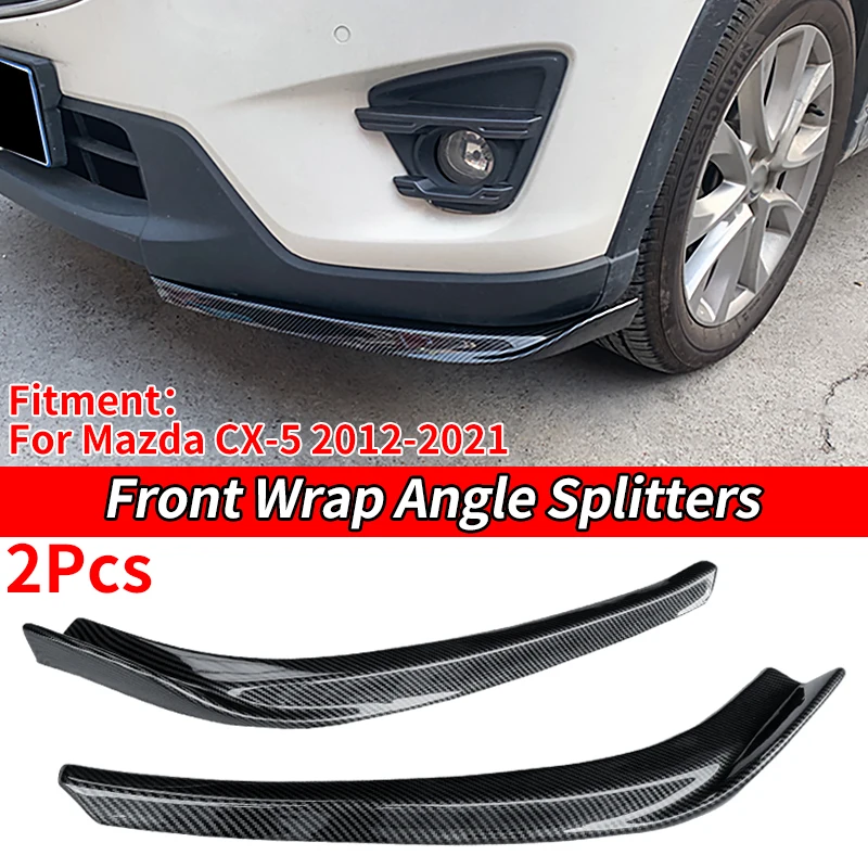 

High Quality Car Front Wrap Angle Splitters Bumper Trunk Lip Spoiler Body Kit Accessories Carbon Look For Mazda CX-5 2012-2021