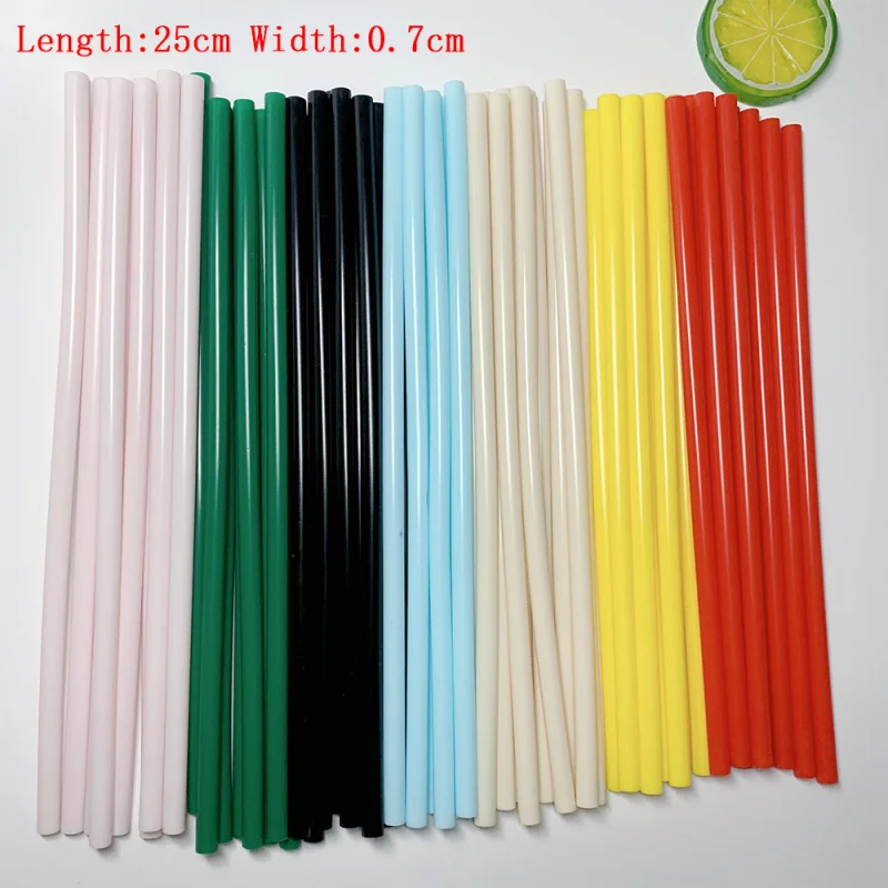 50pcs Reusable Striped Hard Plastic Drinking Straws Cleaning Brush Home Bar Pub Party Supplies Random Color