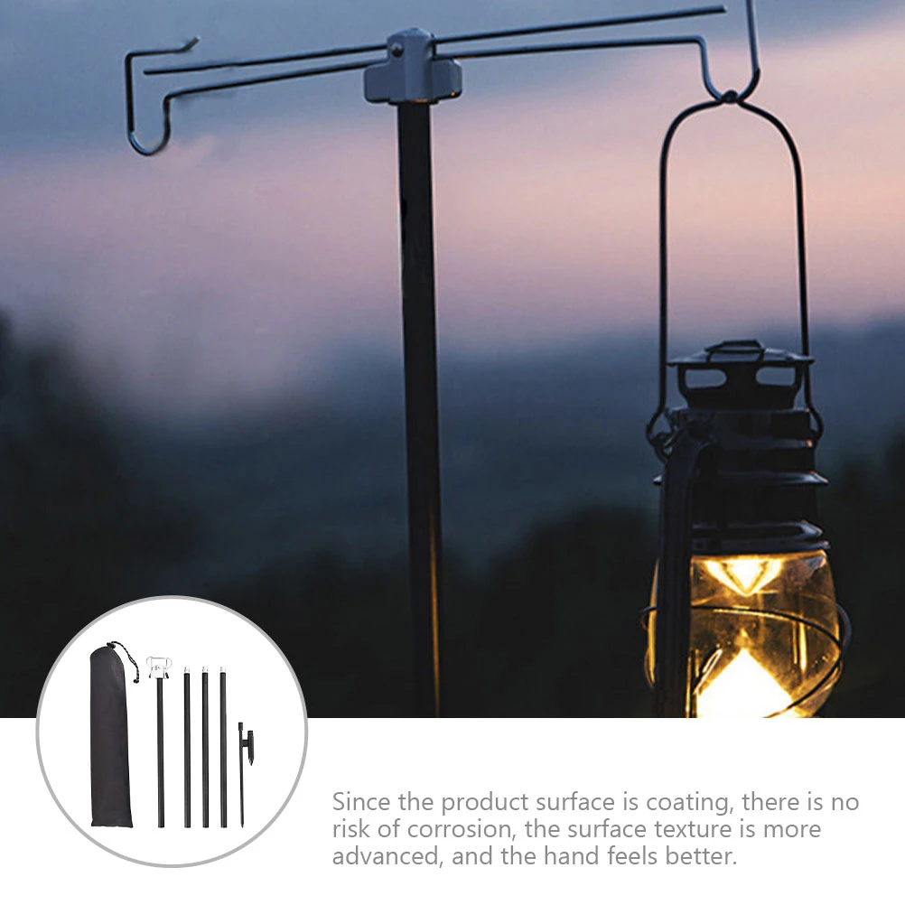 

1set Lighting Bracket Standing Fixture Multifunctional Camping Holder Hanger Folding Lamp Table Hook Tent Light Rack Pole Double
