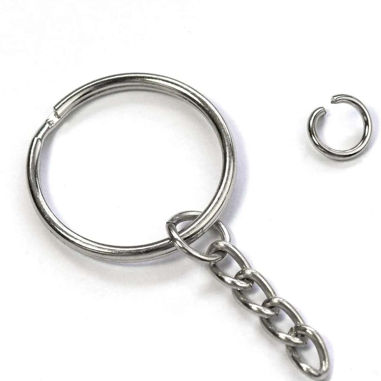 5/10/20/30/50/100pcs open metal keychain, silver metal piece with chain and jumping ring, with open ring and DIY jewelry pocket image 6