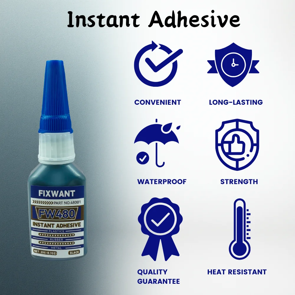 1-10 bouteilles 20g 480 Super colle noire rapide-Bondig adhésif instantané cuir plastique caoutchouc bois métal colle liquide Extra forte
