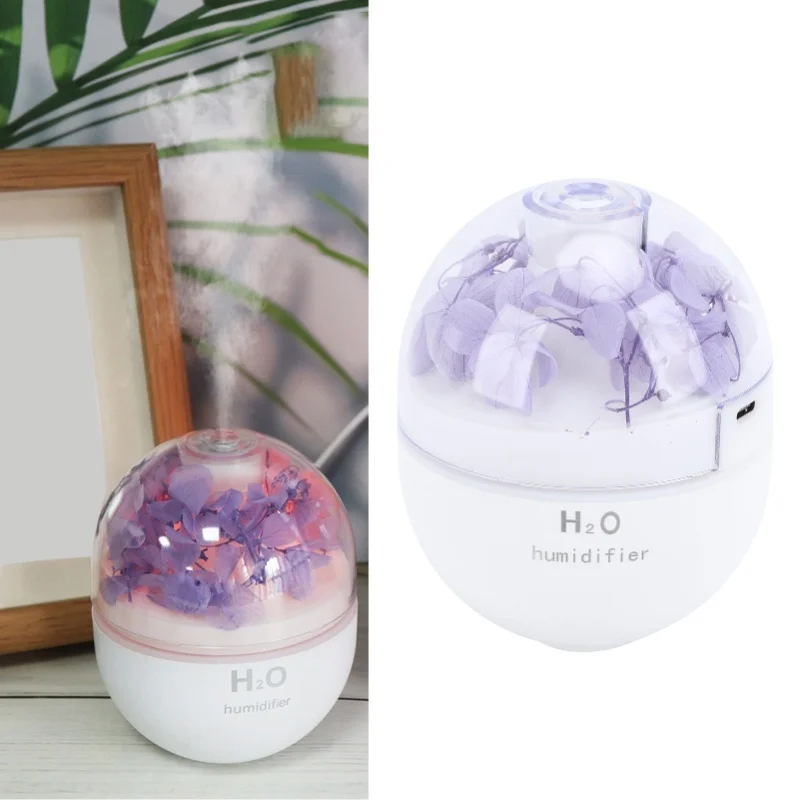 Preserved Flower USB Humidifier 120ml Water Tank with 2 Mist Modes Essential Oil Diffuser Night Light Quiet Auto Shut off