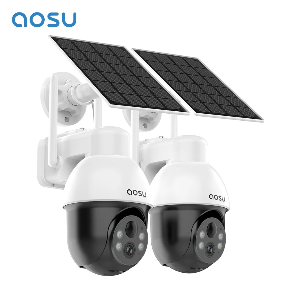Caméra solaire PTZ AOSU 2/3/4 pièces 5MP WiFi avec batterie 5000mAh, caméra sans fil, audio bidirectionnel, détection humaine PIR, caméra CCTV