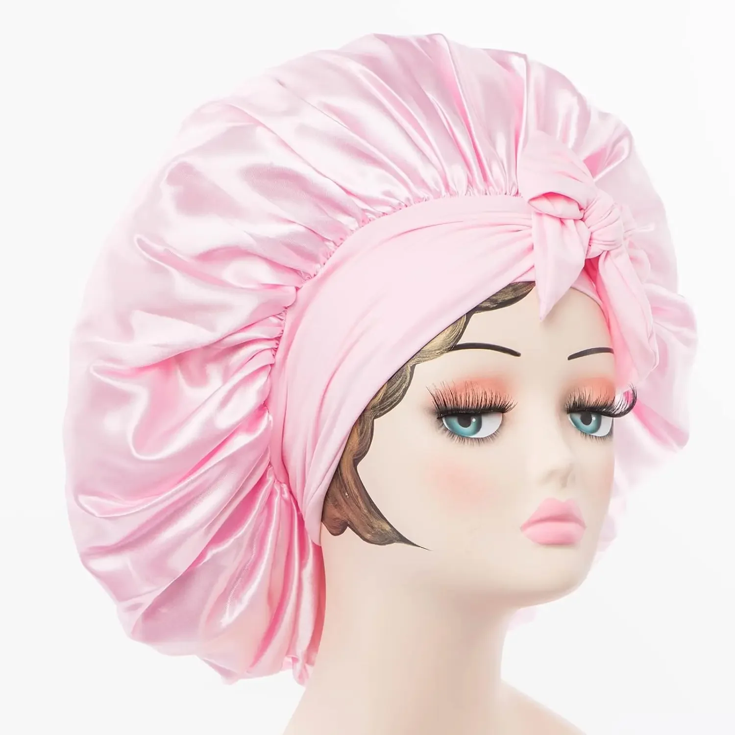 Satin Bonnet Silk for Hair Jumbo Size Tie Bonnets Adjustable Night Cap for Women Comfortable Wide Band for Braids Curly Long Hai