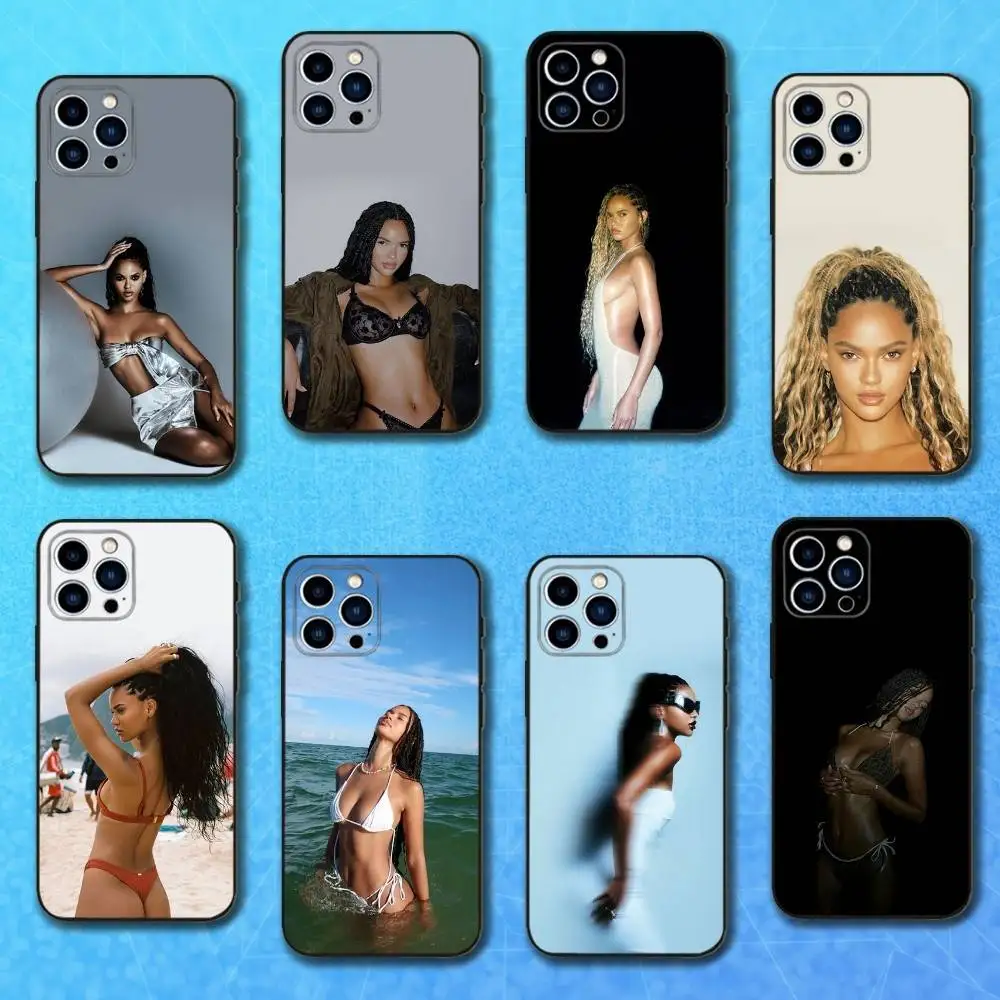 

J-Juliana Model N-Nalu Phone Case For iPhone 17,16,15,14,13,12,11 Plus,Pro Max,XS,X,XR,SE,Mini,8,7,Soft Silicone Black Cover