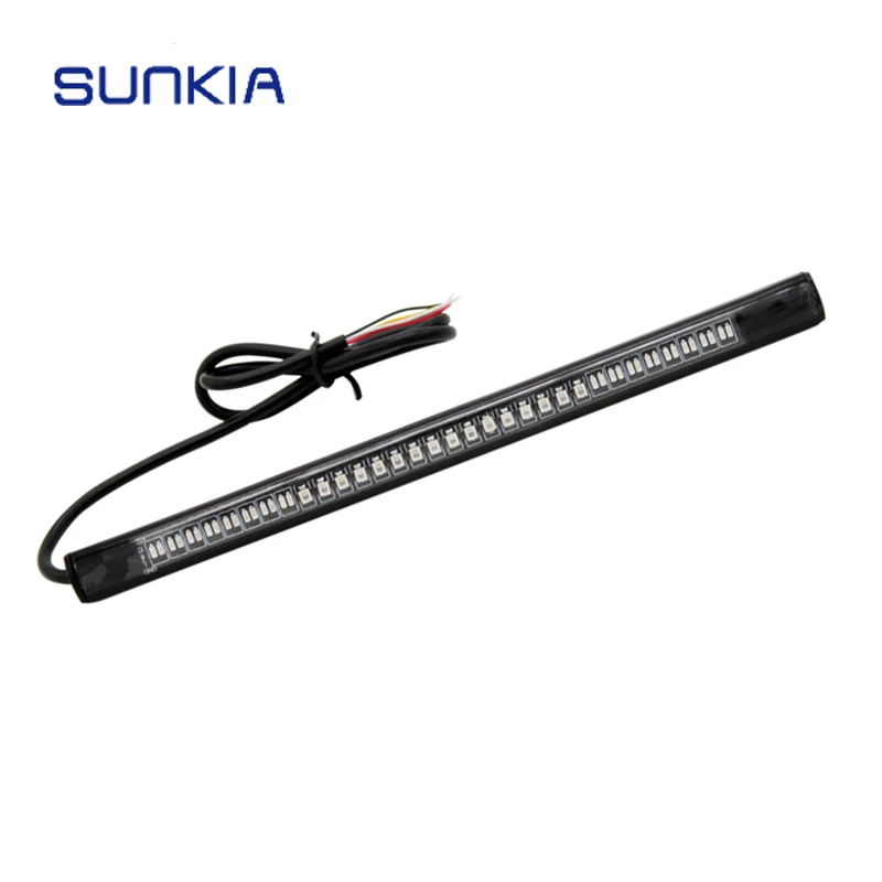 LED Motor Styling Flexible 32LED Motorcycle Strip Light License Plate Lamp Red + Amber Color Tail Brake Stop Turn Signal Light