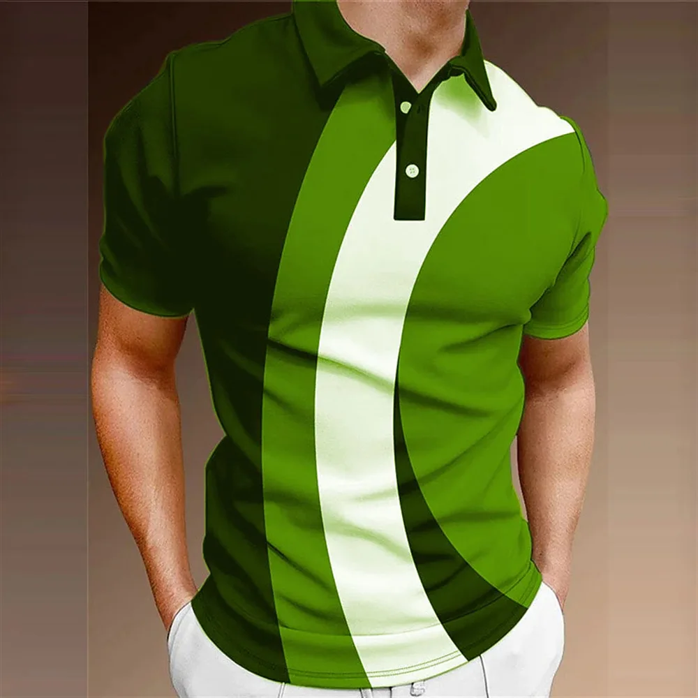 Men's Streetwear Striped Polos T-Shirts Summer Short Sleeve 3D Printing Fashion Simple POLO Tee 6XL Plus Size Casual Tops - Image 2