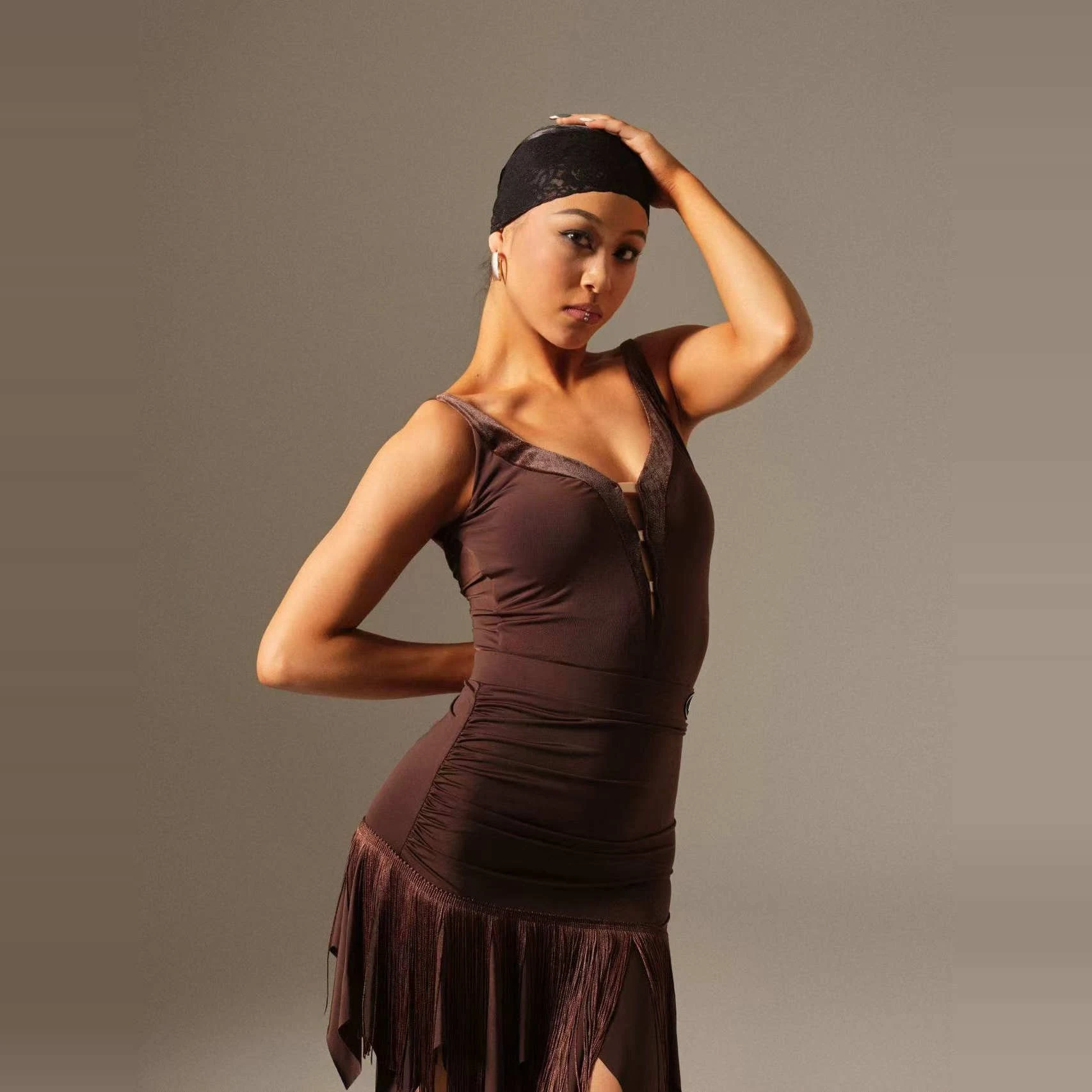 Tops de baile latino para adultos, mono con tirantes negro y marrón para mujer, ropa de práctica profesional para adultos, Ropa de baile de entrenamiento