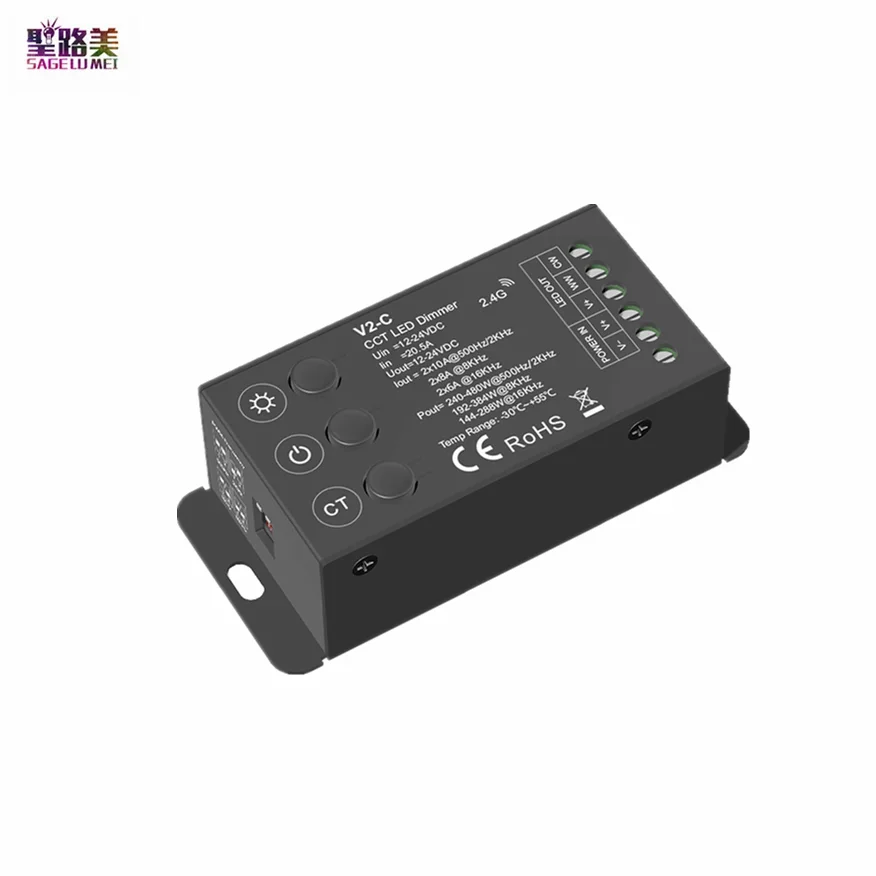 DC12V-24V CV 3CH RGB Controller 2CH CCT / 1CH 20A PWM Dimmer 2.4GHZ RF For SMD5050 2835 3528 Single Color /CCT /RGB Strip Lights