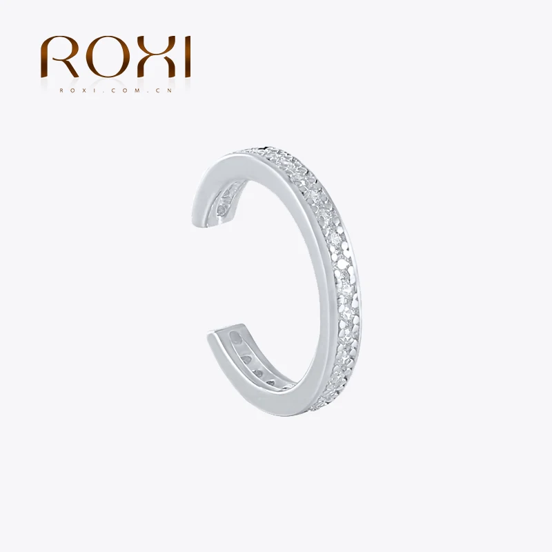 ROXI 925 ayar gümüş küçük kulak manşet klipsli küpe kadınlar için olmayan deldi küpe geometrik C şekli kulak manşet sarma küpe