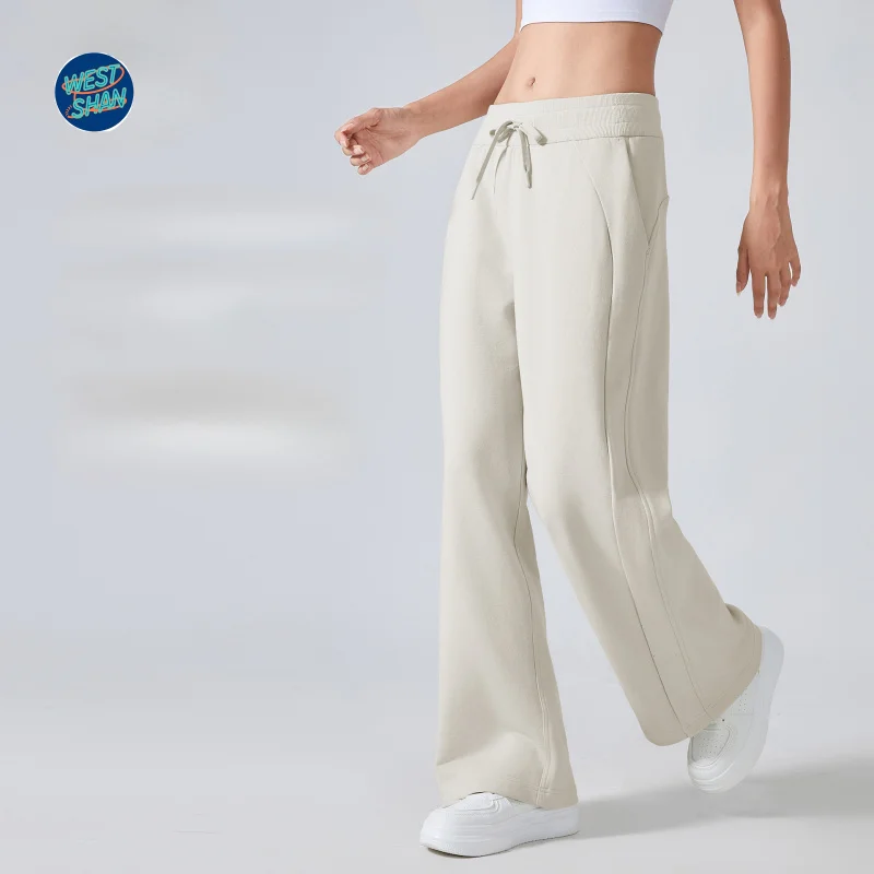 WESTSHAN EU US Taglia Autunno Inverno Pantaloni sportivi larghi per le donne Pantaloni casual a gamba dritta caldi a vita alta a gamba larga attiva