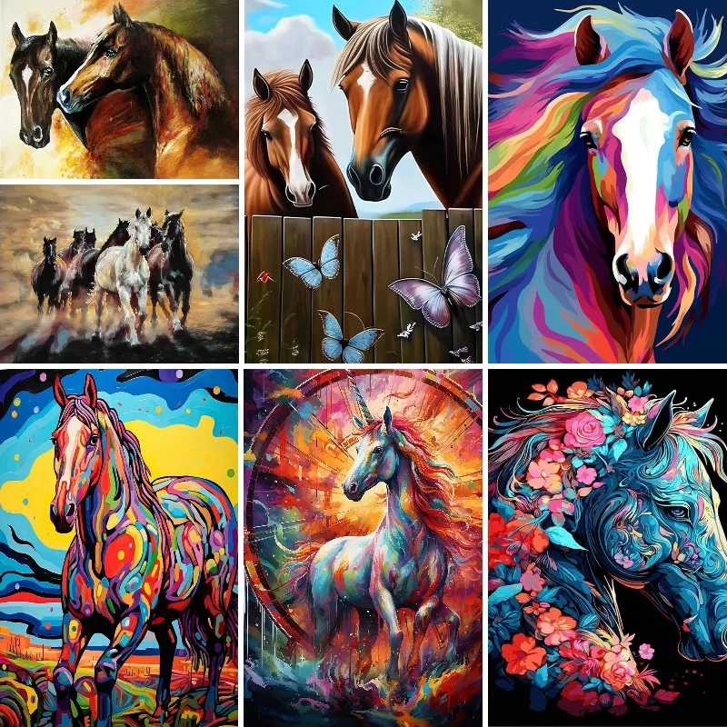

Diamond Rhinestones Painting Majestic Horse Cross Stitch Kits Embroidery Wild Cosmic Stallion Picture Mosaic Home Decor
