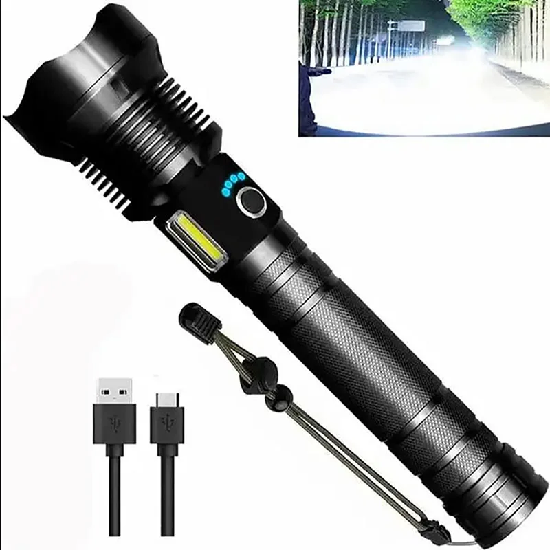 recarregavel led tactical laser lanterna high lumens iluminacao ao ar livre impermeavel escalada camping cob zoomable light 90000 01