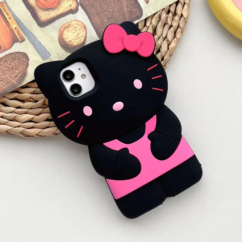 Hello Kitty حافظة قوس كرتونية ثلاثية الأبعاد لـ iPhone ، حافظات سيليكون ، ضد السقوط ، غطاء لـ iPhone 15 ، 14 ، 13 Pro Max ، 11 ، 12 ، 13 ، XR ، XS ، MAX 6 ، 7 ، 8 Plus ، SE ، Y2K