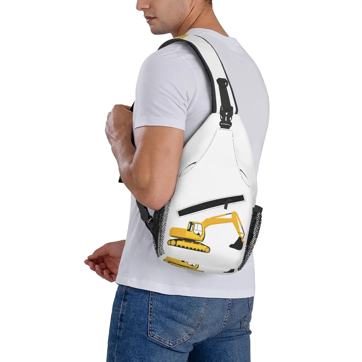 Bolsa de pecho para camión de construcción de excavadora, mochila cruzada para hombre, bolsa de pecho, mochila de viaje para senderismo, bolso de hombro