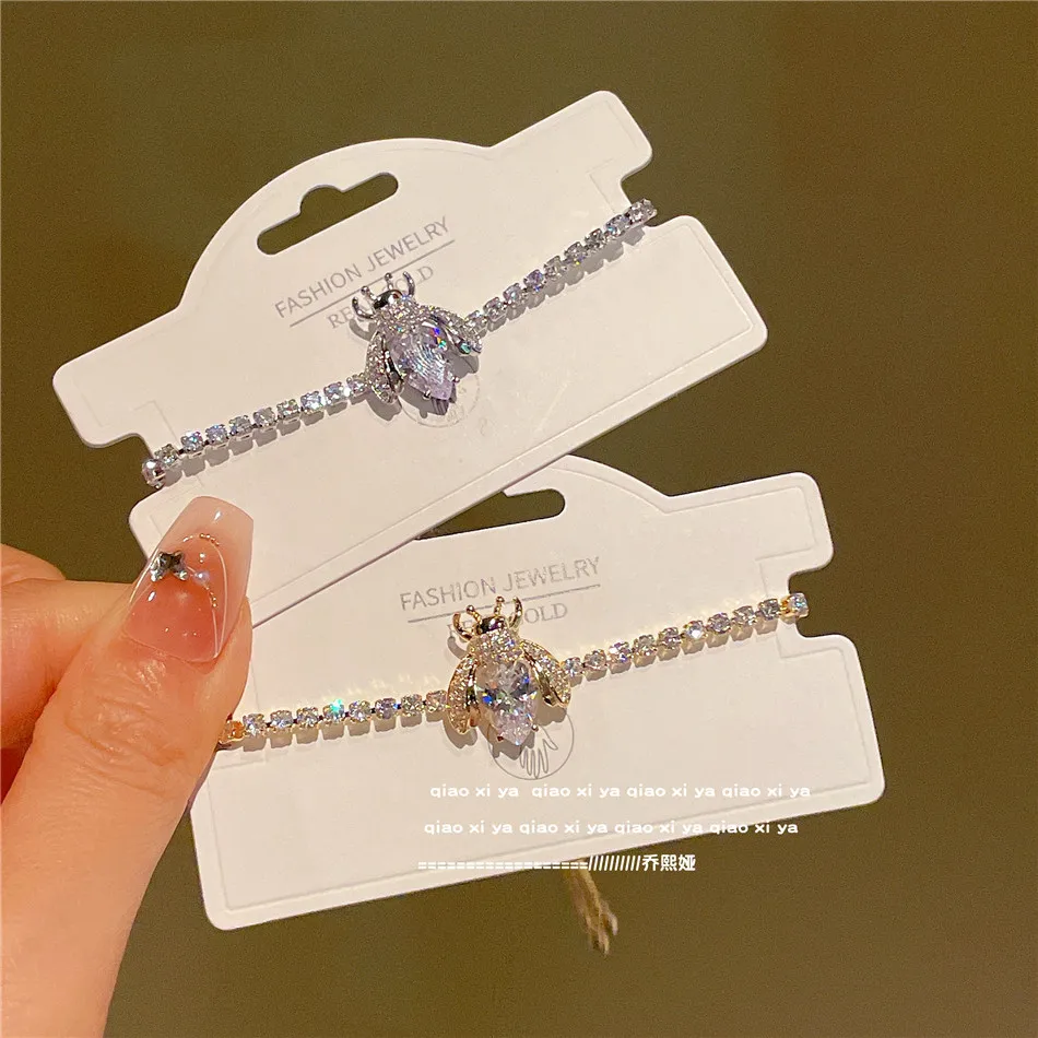 Bee Design Bracelets for Women Shine Zirconia 18K Gold Plated Fashion Jewelry Party Daily Accessories