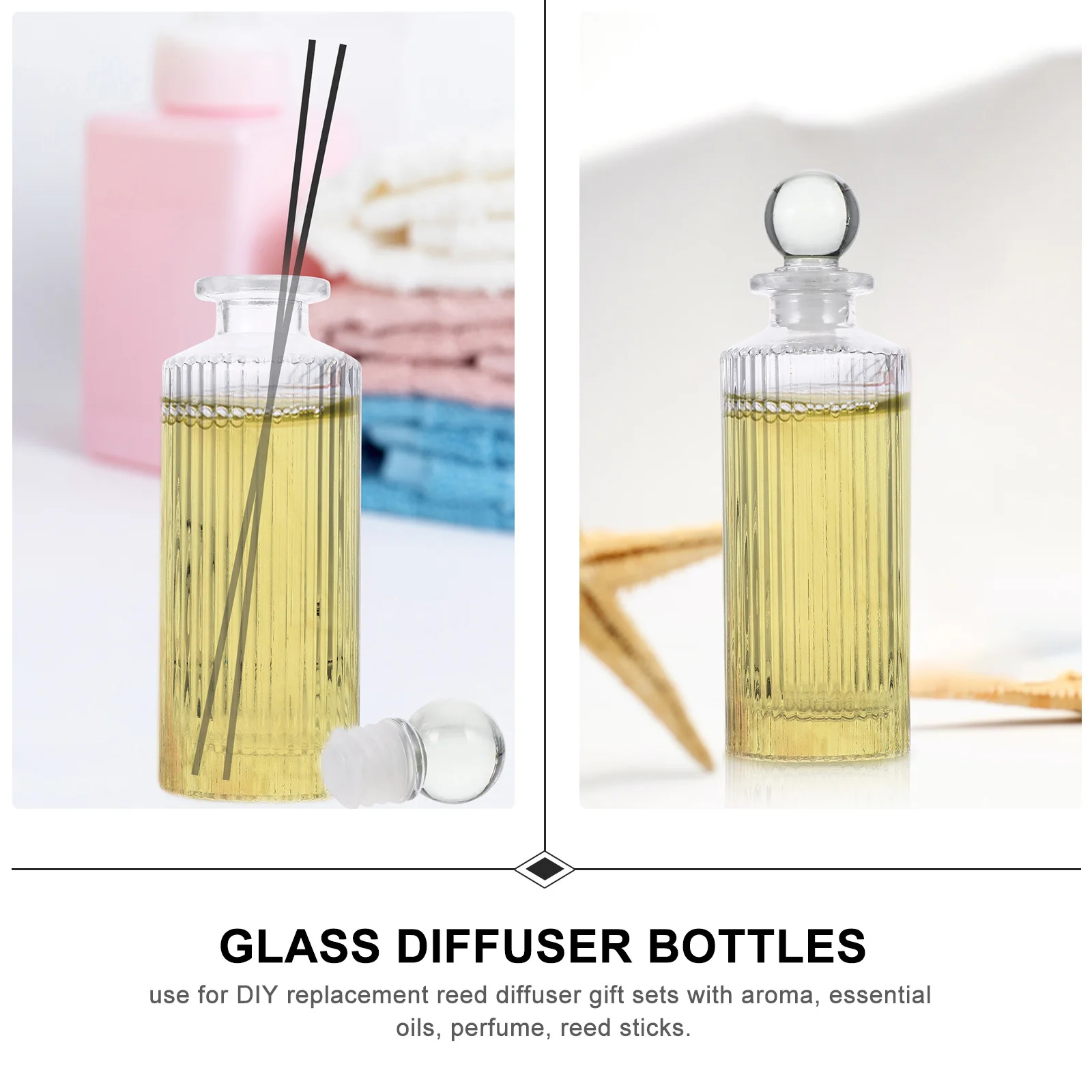 

1Set Glass Fragrance Diffuser Bottles 150ml Clear Sturdy Refillable Aromatherapy Container for Essential Oils Reed