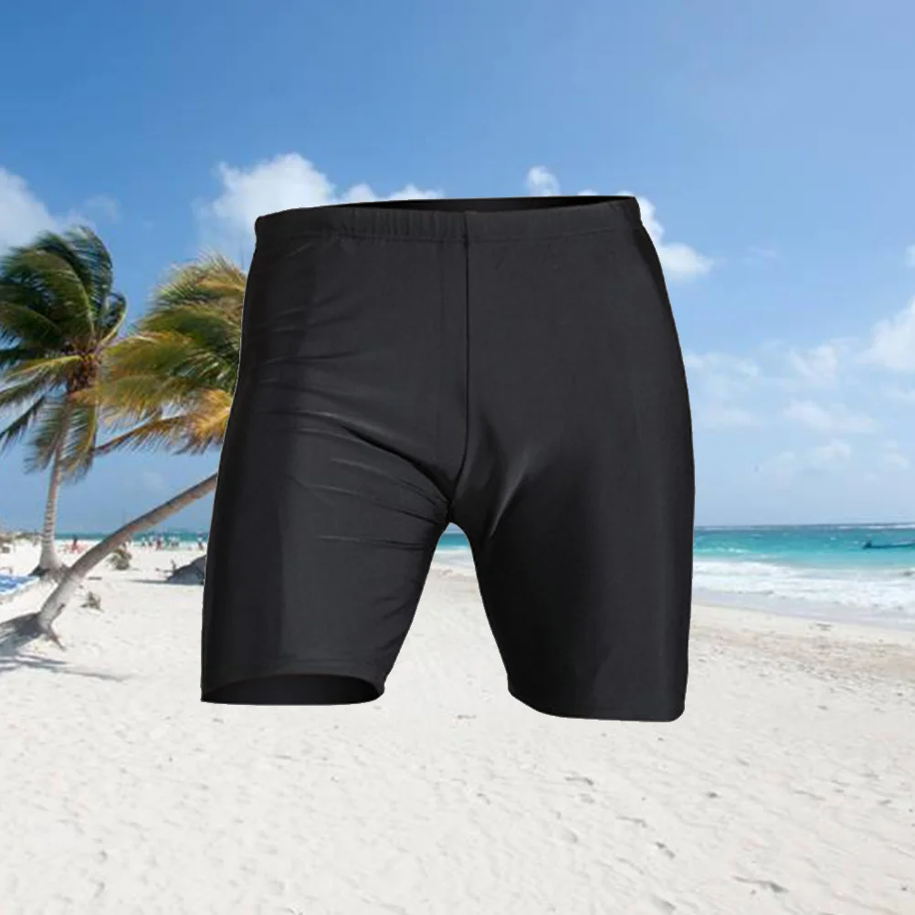 

Men Black Nylon Swim Shorts Compression Athletic Tights Tight Swimming Trunks for Surfing Diving Training 3xl