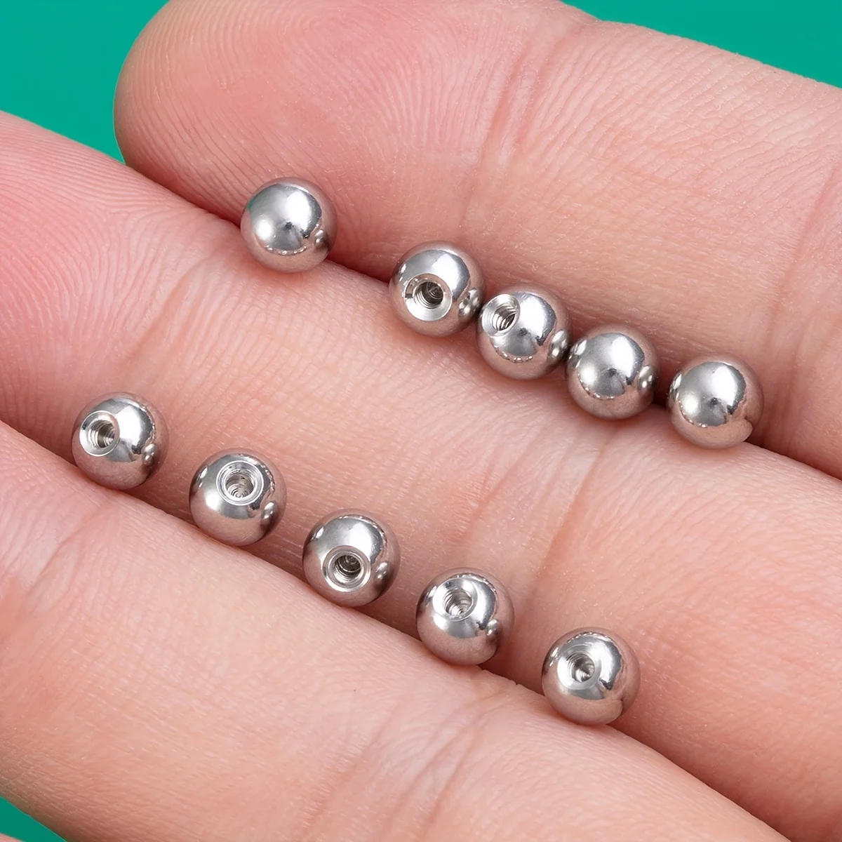 10 Pieces Mix Colors Stainless Steel Replacement Balls Bead Lip Eyebrow Tongue Ear Tragus Belly Body Piercing Jewelry 14g/16g