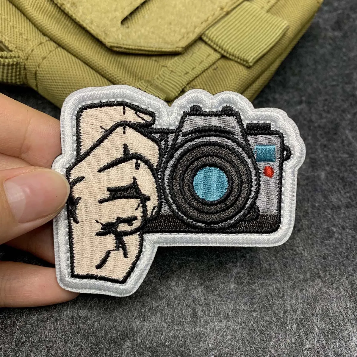 Hand Hold Camera Embroidered Hook and Loop Patch | Photographer Decor Morale Patch For Jackets Hats