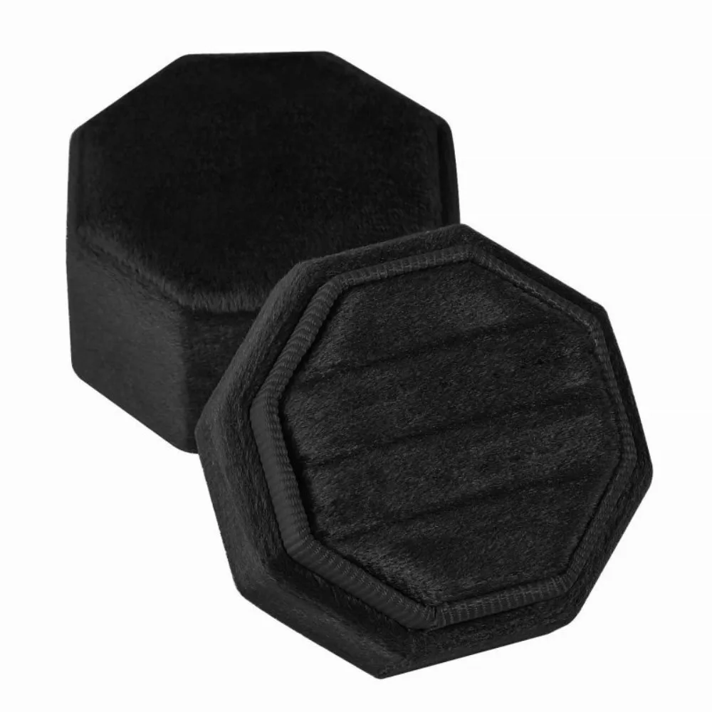 

Elegant Three Slot Rings Holder Octagonal Valentine Flannel Jewelry Case Girlfriend Gift Dustproof Gift Packaging Box