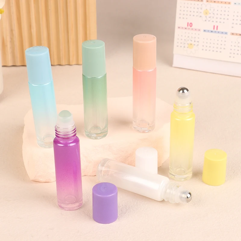 Botol Roller minyak esensial kaca buram portabel 10ml botol Roll On isi ulang Mini untuk aromaterapi