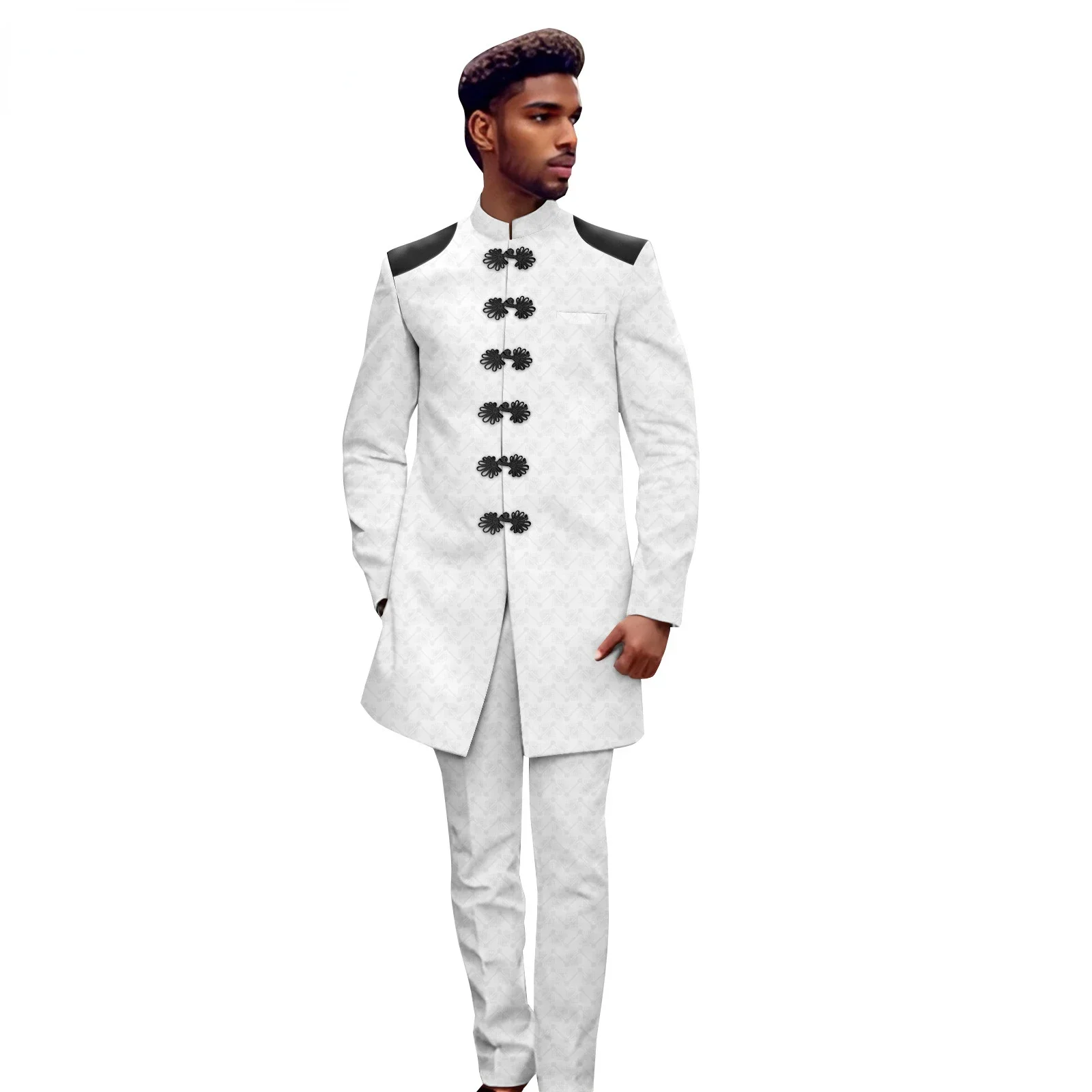 2024 neue Männer passt afrikanische Mode Blazer Hosen Hochzeit Bräutigam elegante einreihige Jacke Abend party formelles Kostüm 2St