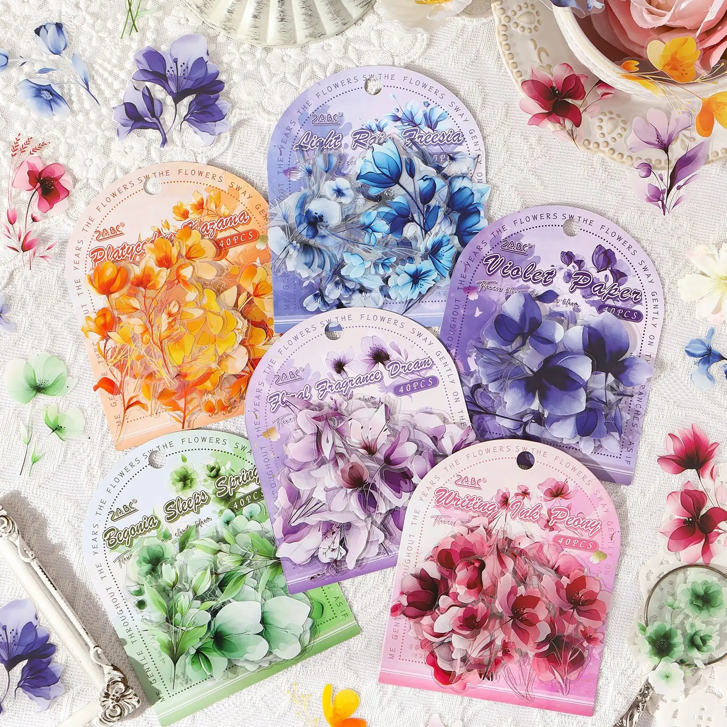 40sheets/1lot kawaii Stationery Sticker Blossoming flowers and relaxing clouds junk journal Decorative Scrapbooking  Sticker