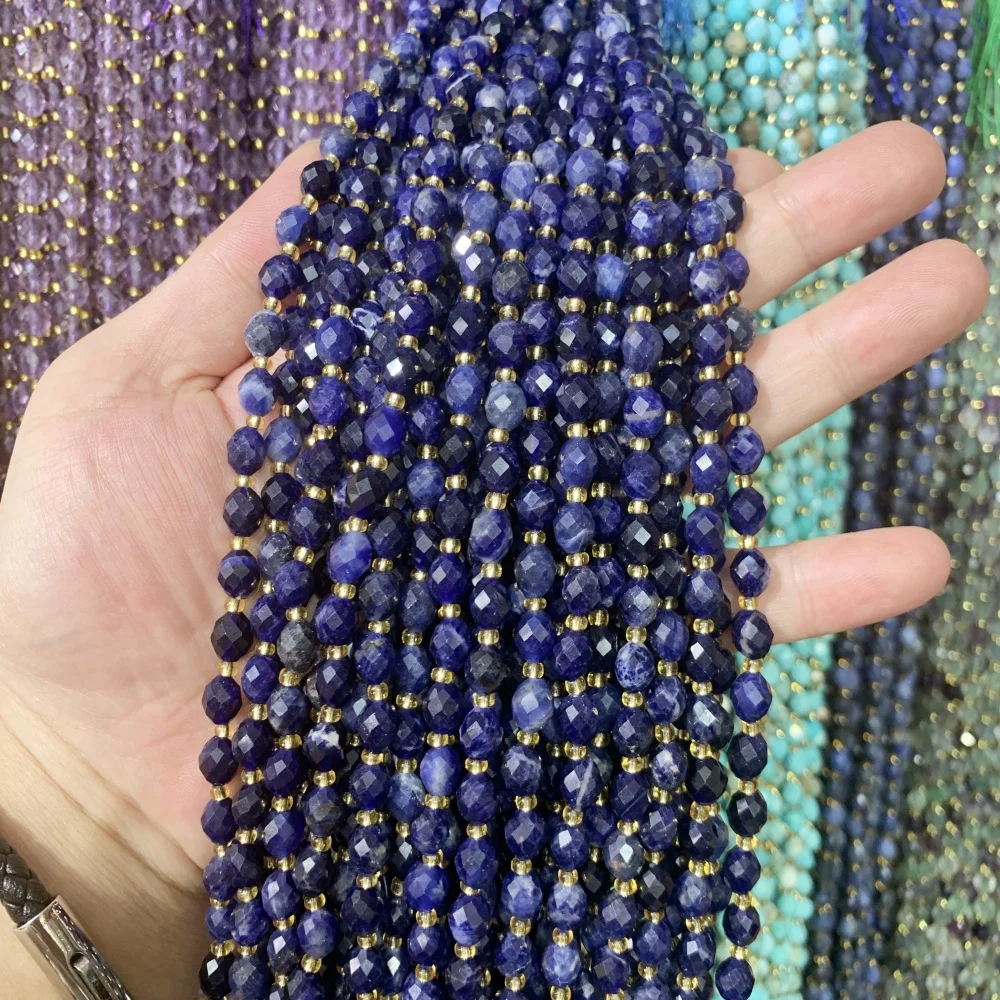 

6X8mm Natural Sodalite Turquoise Oval Shape Egg Shape Faceted Loose Beads Natural Gemstone Crystal Beads Jewelry Making