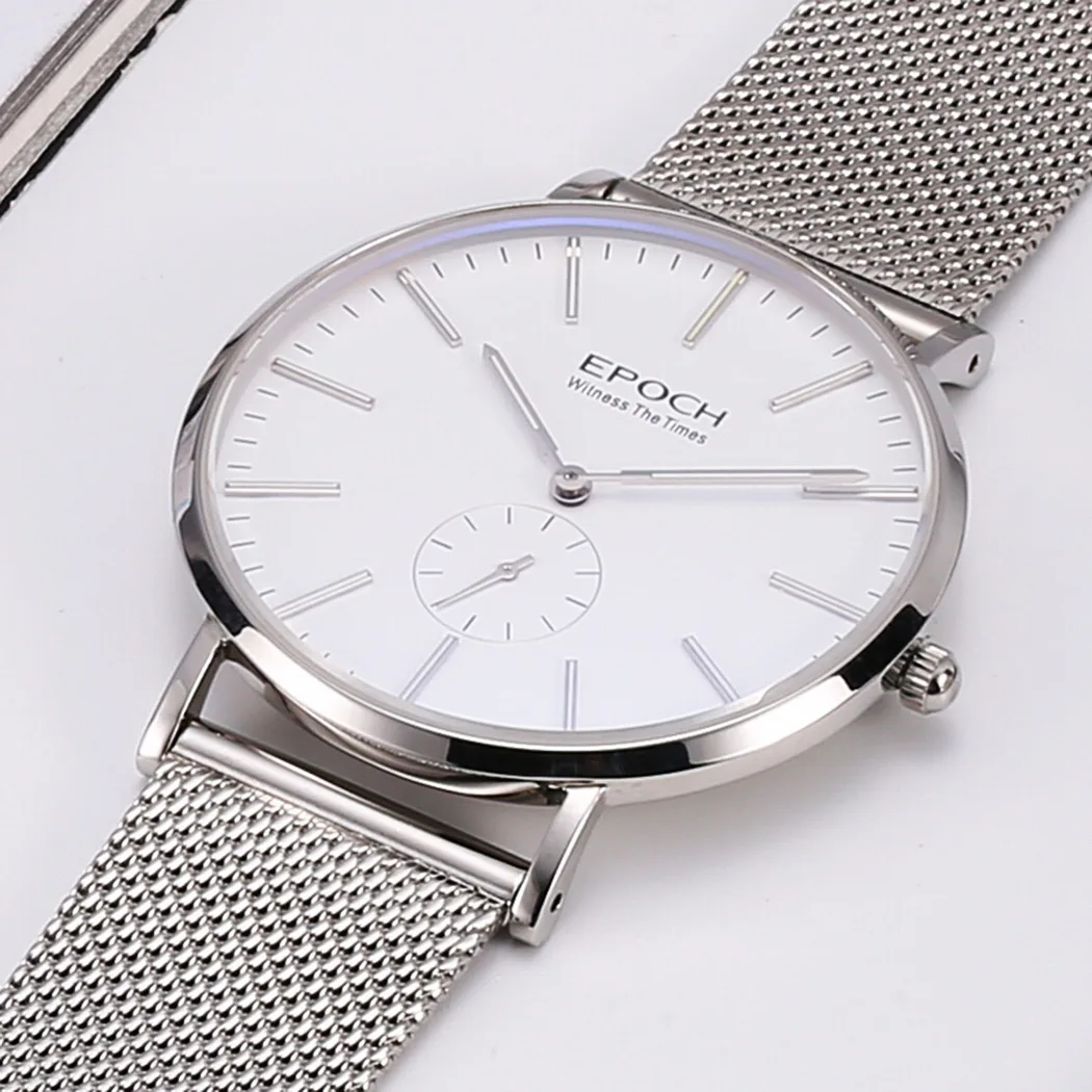 EPOCH Men Luxury Watch 40mm Fashion Ultra-Thin 6.8mm Quartz Wristwatch Luminous 50M Waterproof Sapphire Mirror