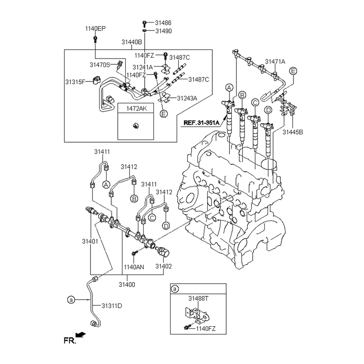 0281006035 Car Pressure Sensor Common Rail Pressure Sensor for Hyundai Kia 31401-2F000 314012F000