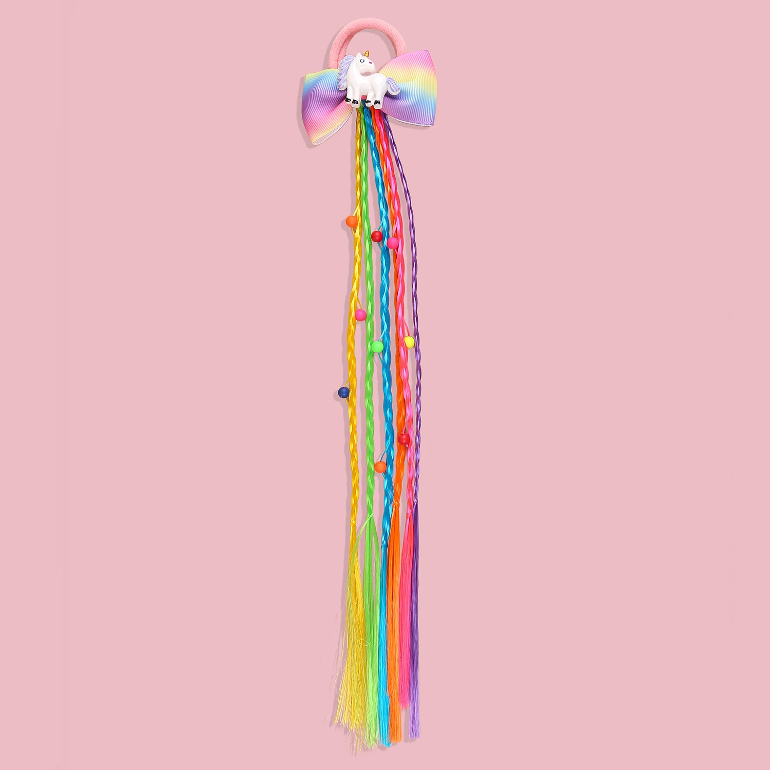 1 قطعة قوس قزح الانحناء العصابات الشعر الضفائر القذرة الملونة تويست التعادل الباروكات ذيل حصان الاطفال إكسسوارات الشعر العصابات النايلون الأميرة أغطية الرأس