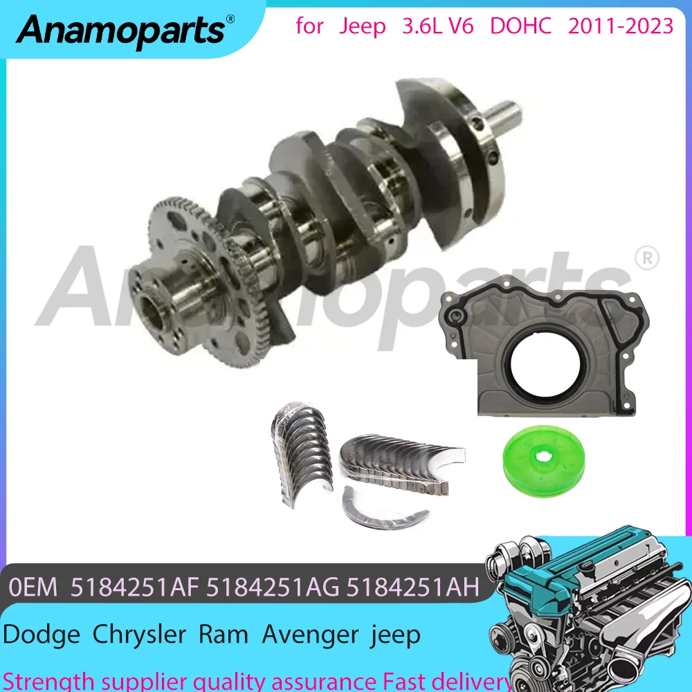 

Коленчатый вал в сборе и комплект уплотнений для 3.6L 11-23 Dodge Chrysler Avenger Jeep Ram 3.6 L V6 DOHC 04893934 АБ 5184251 AF 5184251 АГ