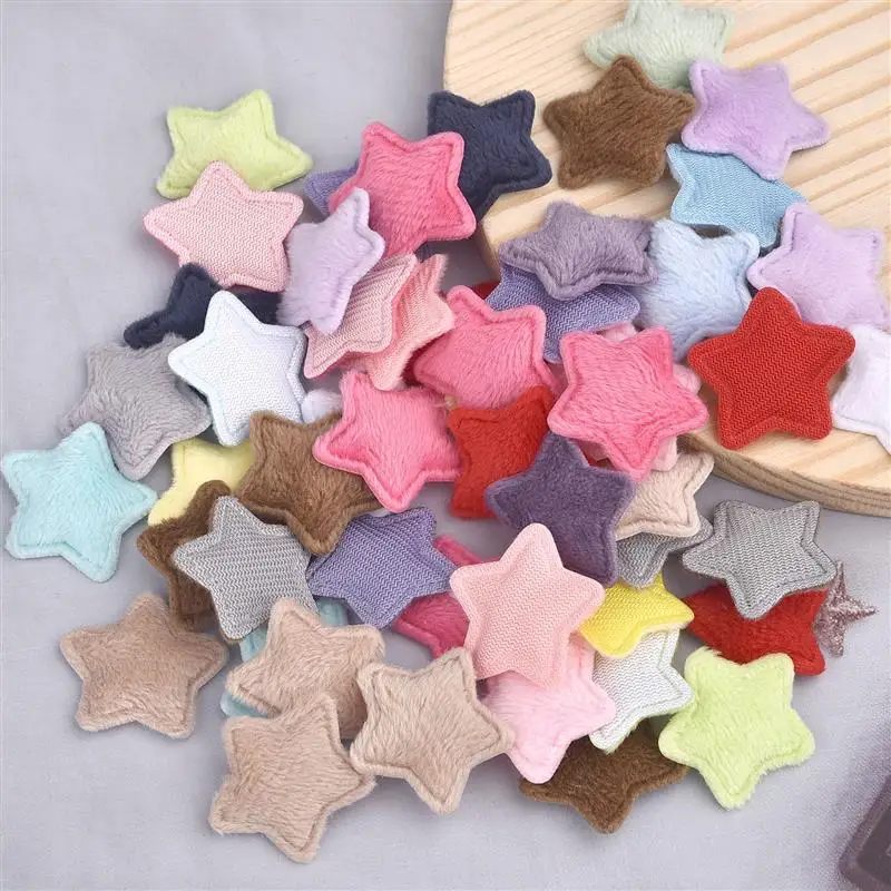 50Pcs Colorful Sewing Plush Star Patches Stickers Sew Clothes Jeans Patches Diy Coats Applique Handmade Patchwork Accessories