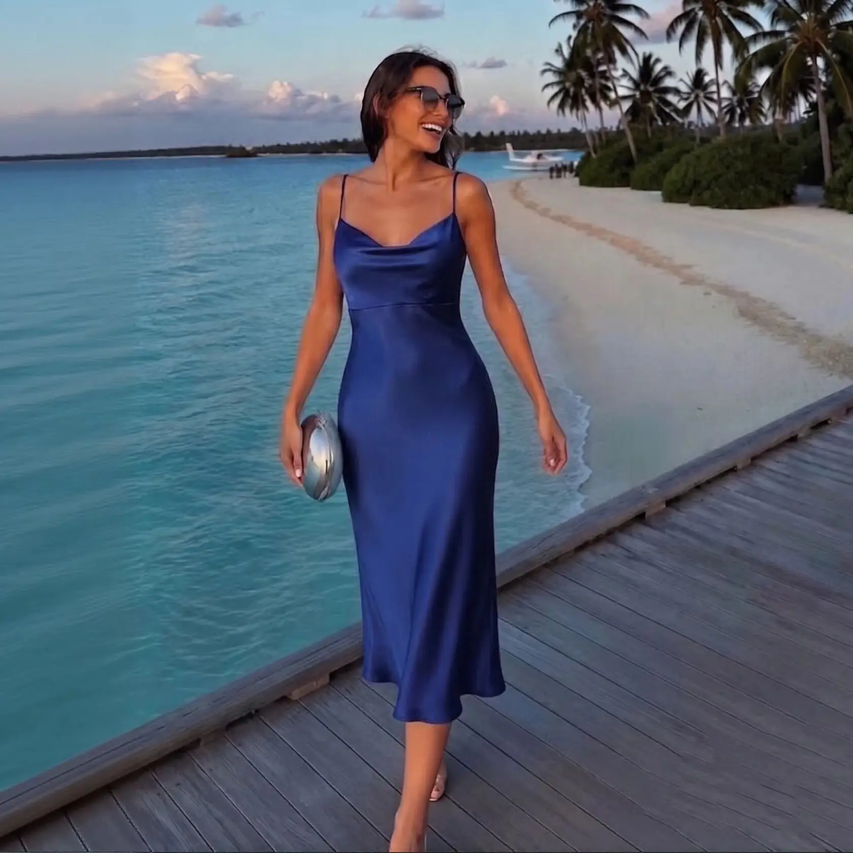 Sharon Said Homecoming Dress Elegant A-Line Spaghetti Strap Satin Open Back Dubai Prom Party Wedding Guest Gown RM107 Customized