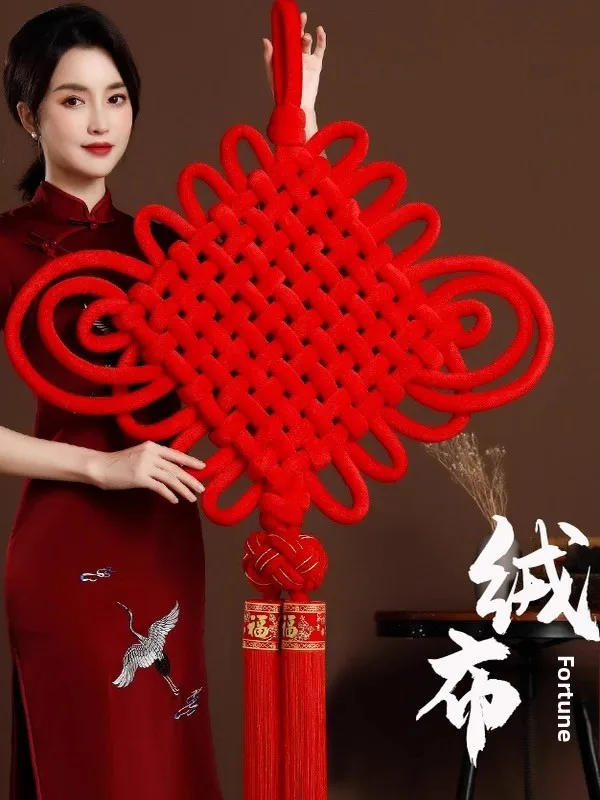 

Большой бархатный плетеный китайский узел-подвеска для новогодних украшений, декора входа в офис, домашнего декора, символ удачи